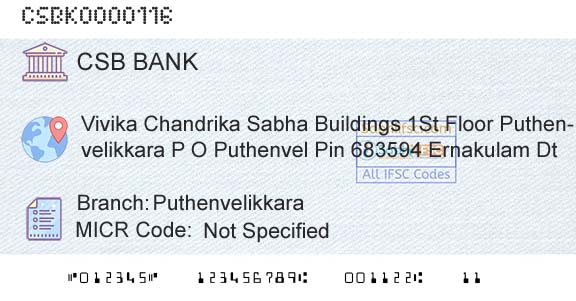 Csb Bank Limited PuthenvelikkaraBranch 