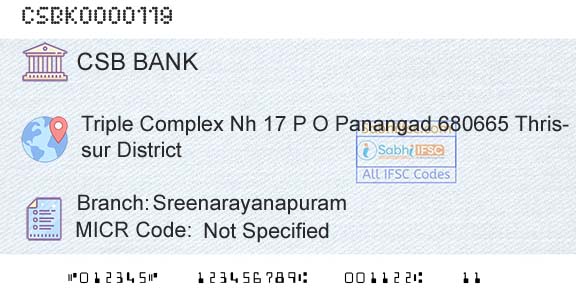 Csb Bank Limited SreenarayanapuramBranch 