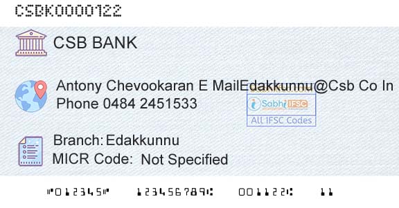 Csb Bank Limited EdakkunnuBranch 