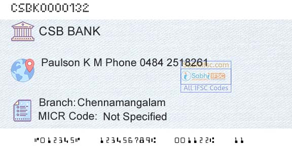Csb Bank Limited ChennamangalamBranch 