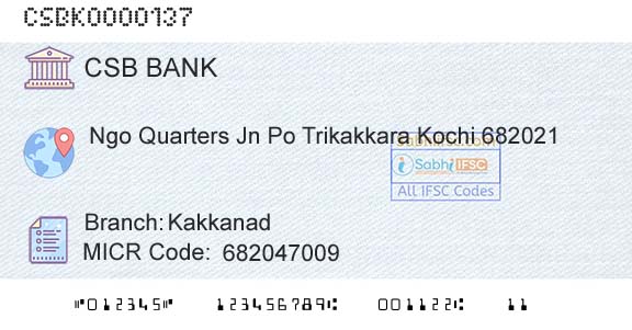 Csb Bank Limited KakkanadBranch 