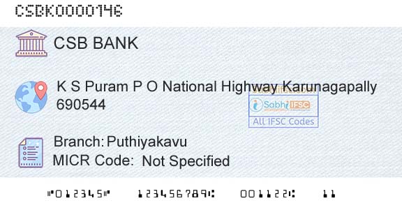 Csb Bank Limited PuthiyakavuBranch 