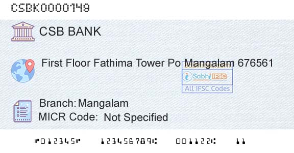 Csb Bank Limited MangalamBranch 