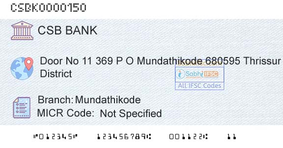 Csb Bank Limited MundathikodeBranch 