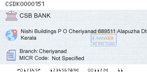 Csb Bank Limited CheriyanadBranch 