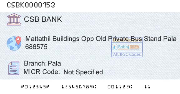 Csb Bank Limited PalaBranch 