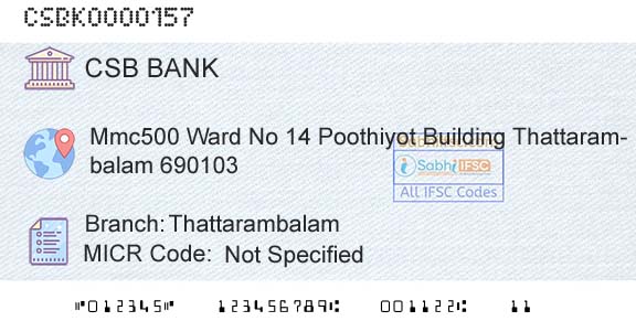 Csb Bank Limited ThattarambalamBranch 