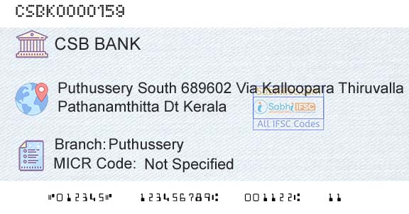 Csb Bank Limited PuthusseryBranch 