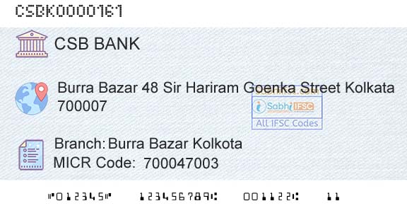 Csb Bank Limited Burra Bazar KolkotaBranch 