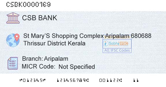 Csb Bank Limited AripalamBranch 
