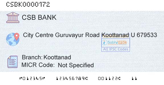 Csb Bank Limited KoottanadBranch 