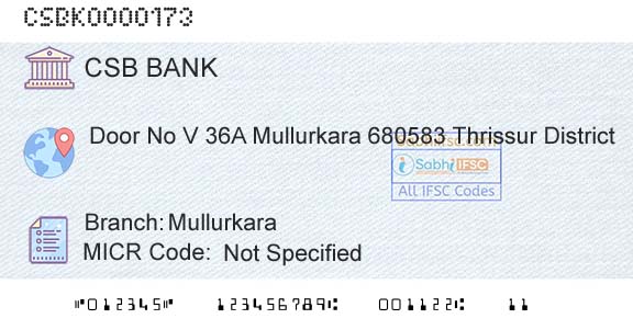 Csb Bank Limited MullurkaraBranch 