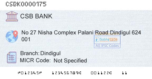 Csb Bank Limited DindigulBranch 