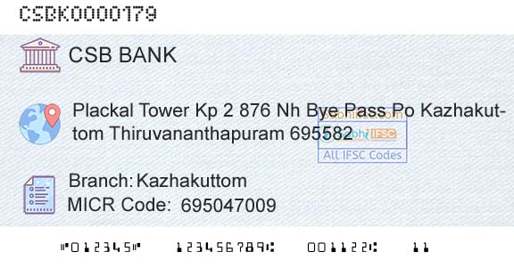 Csb Bank Limited KazhakuttomBranch 