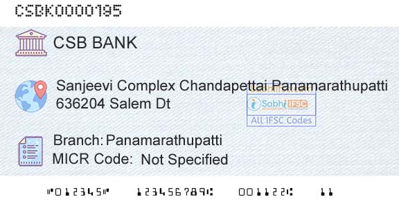 Csb Bank Limited PanamarathupattiBranch 