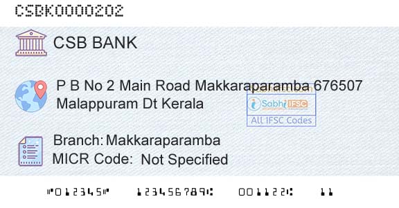 Csb Bank Limited MakkaraparambaBranch 