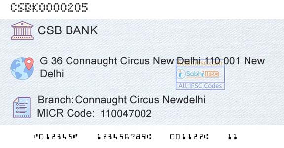 Csb Bank Limited Connaught Circus NewdelhiBranch 