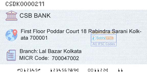 Csb Bank Limited Lal Bazar KolkataBranch 