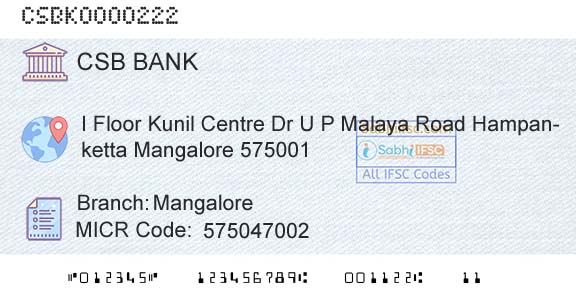 Csb Bank Limited MangaloreBranch 