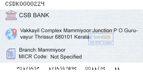 Csb Bank Limited MammiyoorBranch 