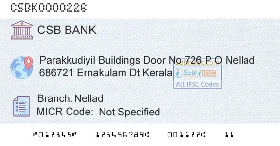 Csb Bank Limited NelladBranch 