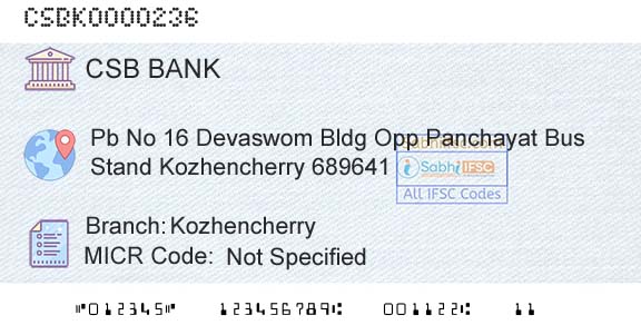 Csb Bank Limited KozhencherryBranch 