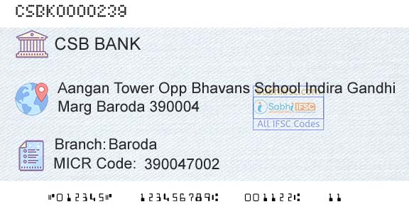 Csb Bank Limited BarodaBranch 