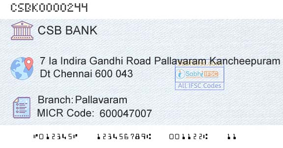 Csb Bank Limited PallavaramBranch 