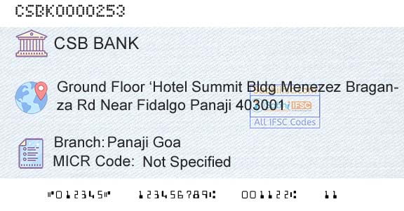 Csb Bank Limited Panaji GoaBranch 