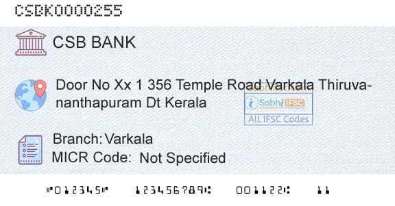 Csb Bank Limited VarkalaBranch 