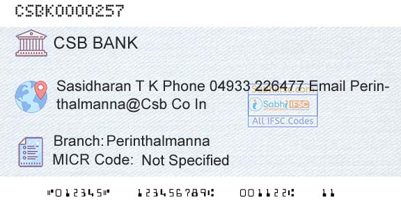 Csb Bank Limited PerinthalmannaBranch 