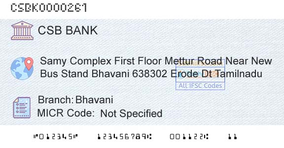 Csb Bank Limited BhavaniBranch 