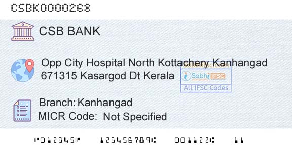 Csb Bank Limited KanhangadBranch 