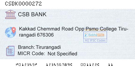 Csb Bank Limited TirurangadiBranch 