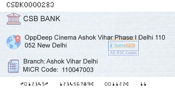 Csb Bank Limited Ashok Vihar DelhiBranch 