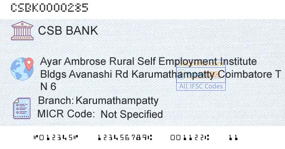 Csb Bank Limited KarumathampattyBranch 