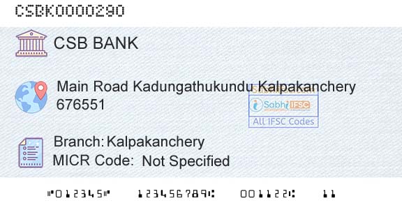 Csb Bank Limited KalpakancheryBranch 