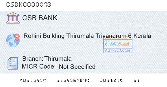 Csb Bank Limited ThirumalaBranch 