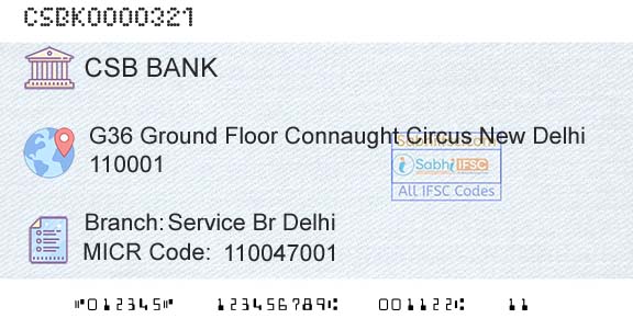 Csb Bank Limited Service Br DelhiBranch 