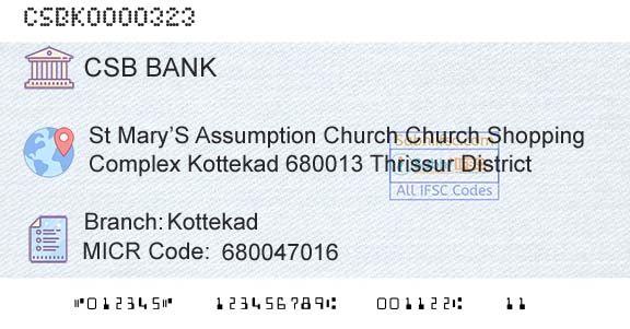 Csb Bank Limited KottekadBranch 