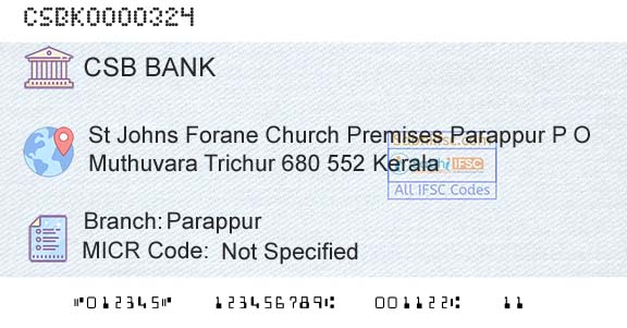 Csb Bank Limited ParappurBranch 