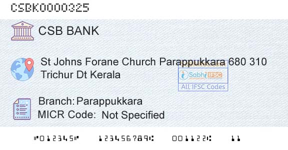 Csb Bank Limited ParappukkaraBranch 