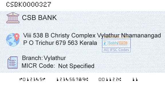 Csb Bank Limited VylathurBranch 