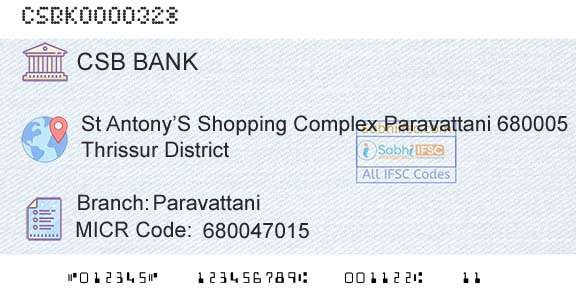 Csb Bank Limited ParavattaniBranch 