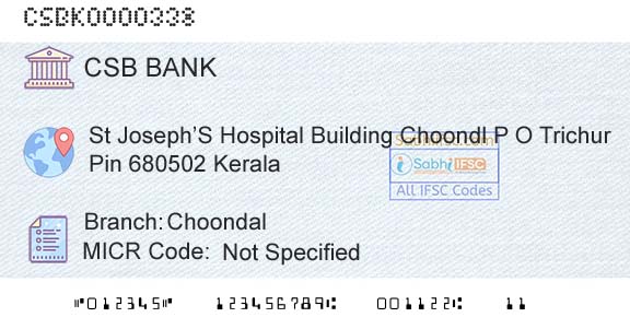 Csb Bank Limited ChoondalBranch 