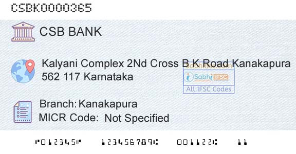 Csb Bank Limited KanakapuraBranch 