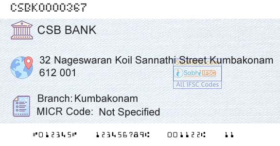 Csb Bank Limited KumbakonamBranch 