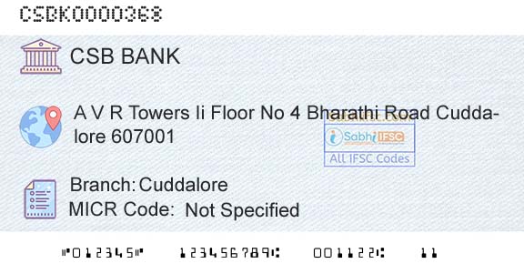Csb Bank Limited CuddaloreBranch 