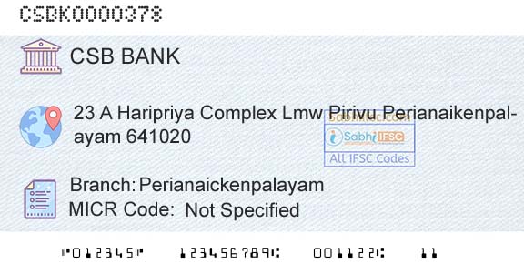 Csb Bank Limited PerianaickenpalayamBranch 