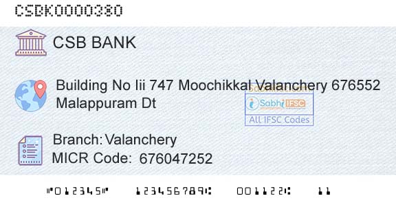 Csb Bank Limited ValancheryBranch 